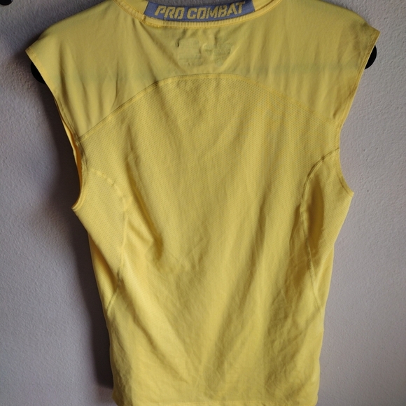 Nike Pro Combat Men's Yellow Dri-Fit Fitted Athletic Tank Top Sz S-Workout Wear - Picture 6 of 7